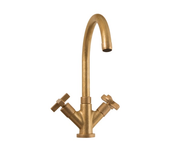 Raw Brass Mixer Tap with Cross Handles