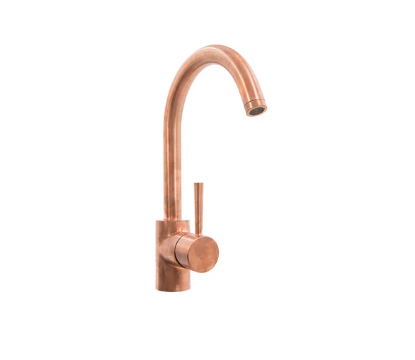 Copper Mixer Tap, one hole with high swivel spout